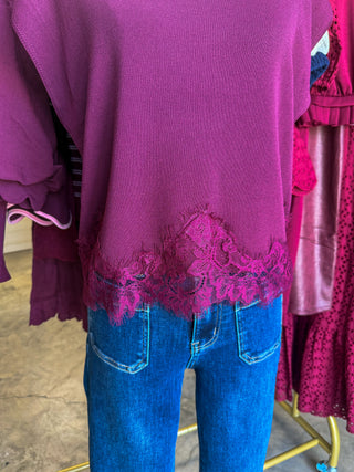 Burgundy Pretty Little Lace Top