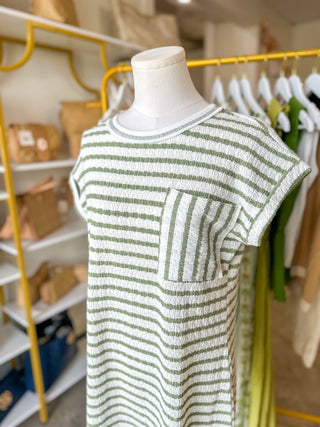 Olive Everyday Ease Striped Casual Mini Dress