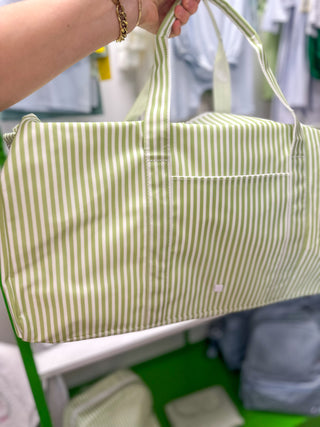 TRVL Sage Pimlico Stripe XL Weekender Duffle Bag
