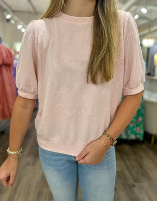 Pale Pink Go-To Knit Short Sleeve Top