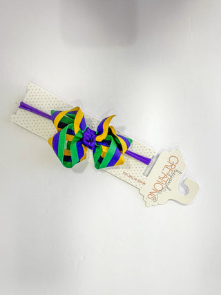 Mardi Gras Stripe Bow Headband