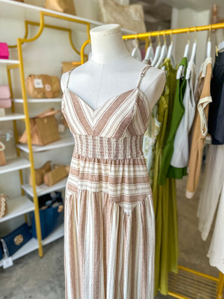 Light Brown Summer Lovin' Spaghetti Strap Midi Dress