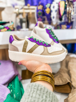 Ivy Louisiana Lady Purple and Gold Wedge Sneakers