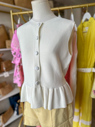 White Buttoned Up Beauty Peplum Top