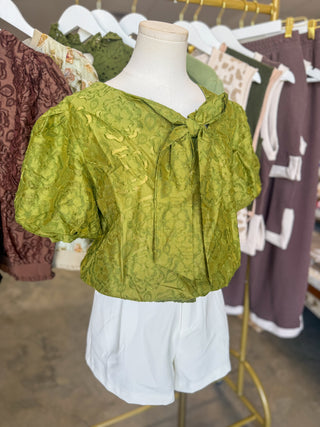 Olive Garden Romance Bow Detail Top