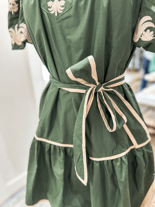 Green Lily Pad Lace Mini Dress