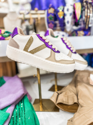 Ivy Louisiana Lady Purple and Gold Wedge Sneakers