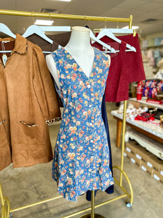 The Poppy Floral Denim Mini Dress
