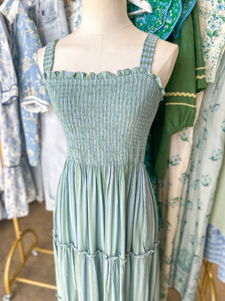 Blue & Green Morning by the Marina Stripe Midi Dress