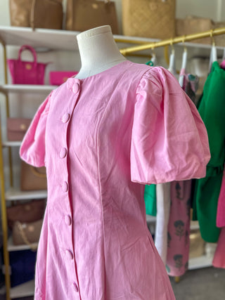 The Lovely in Pink Button Mini Dress