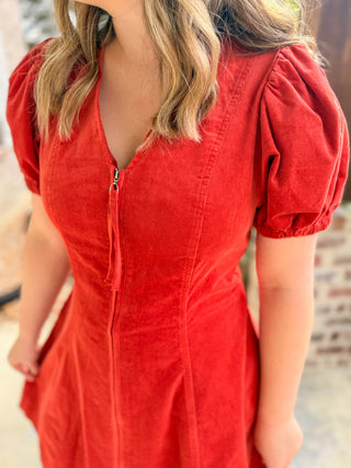 Brick Autumn Ember Zip Mini Dress