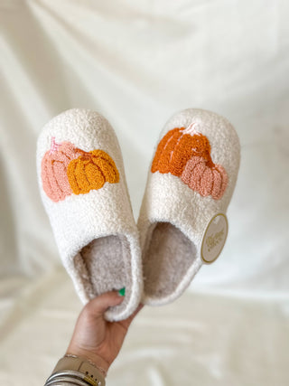 Pumpkin Spice Fuzzy Slippers