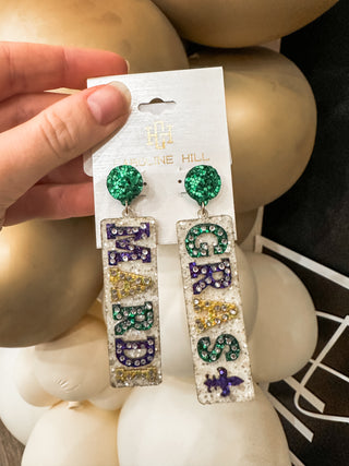 Marquee Mardi Gras Drop Earings