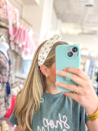 Go Fight Win White & Gold Headband