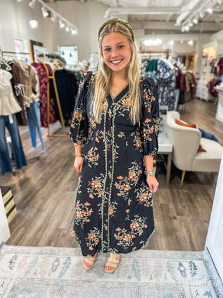 Black Willow Breeze Midi Dress