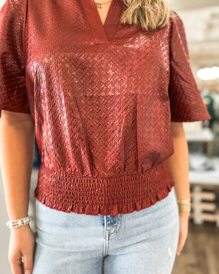 Ruby Rush Textured Smocked Hem Top