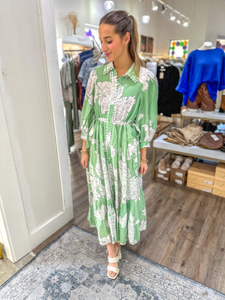 Mint She's a Lovely Lady Printed Midi Dress