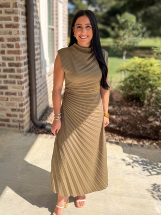Olive Juliet Pleated Midi Dress