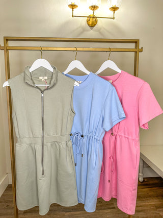 The Everyday Ease Sage Half Zip Butter Soft Dress