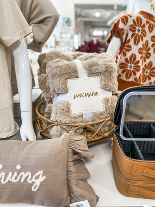 Tan Faux Fur Throw Blanket