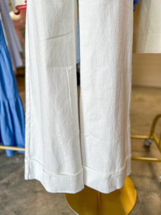 Off White Denim Simply Styled Cuffed Wide Leg Denim Jeans