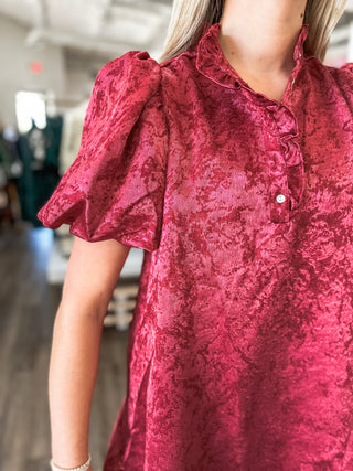 The Burgundy Evangeline Grace Mini Dress