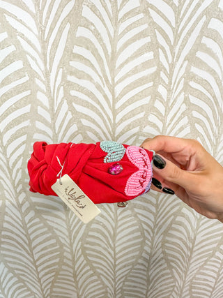 Red Always & Forever Hearts Headband
