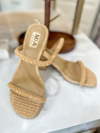 Naturally Embellished Rope-Wrapped Block Heel