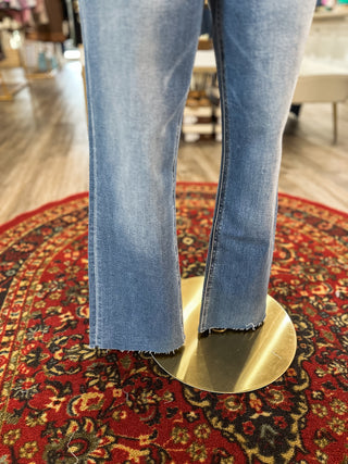 Annabella Light Wash High Rise Crop Flare Jeans