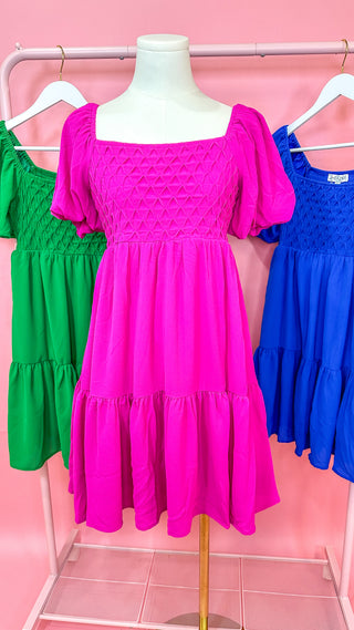 Hot Pink Pleated Details Sure To Be Noticed Dress