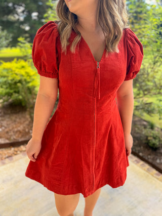 Brick Autumn Ember Zip Mini Dress