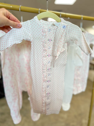 Rosette Polka Dot Ruffled Gown