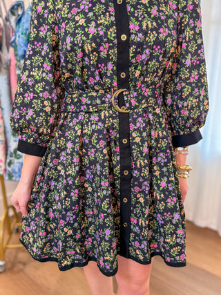 Black Floral Made for Everything Belted Mini Dress