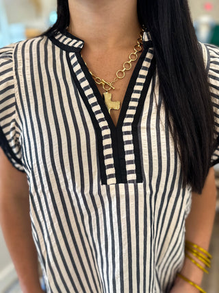 Black Harbor Chic Flutter Sleeve Top