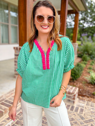 Green Sweet Summertime Gingham Top