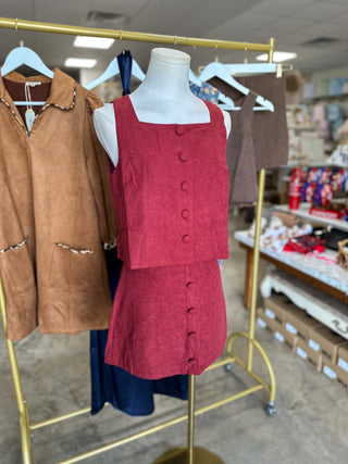 Burgundy Hollis Button Skort Set