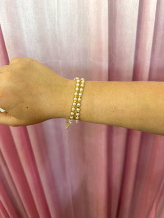 Allie Gold Pearl Beaded Bracelet W/ 2 Strand Bracelet