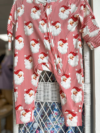 Red Baby Vintage Santa Zippie Pajama