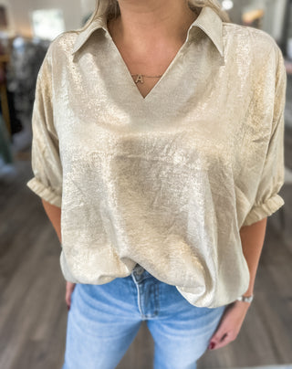 Pear Metallic Toast to Glam Top