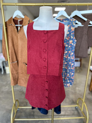Burgundy Hollis Button Skort Set