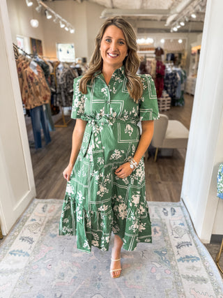 Green Chateau Nights Midi Dress