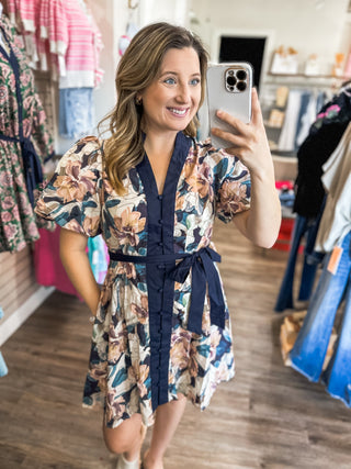 Navy Magnolia Belle Mini Dress