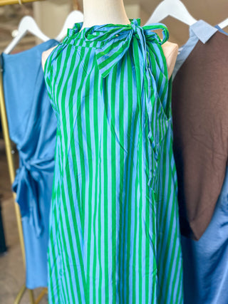Green Stripe In Good Company Midi Dress