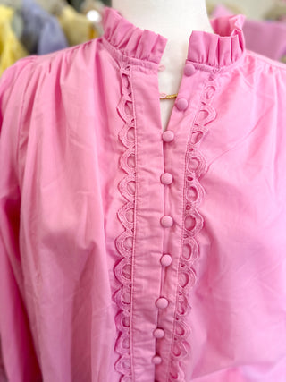 Light Pink Lovely Lace Button Down Top