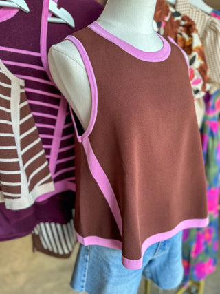 Strawberry & Mocha Collins Colorblock Knit Tank