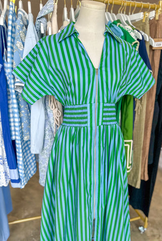 Green Sweet on You Stripe Midi Dress