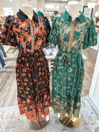 Green Harvest Honey Midi Dress