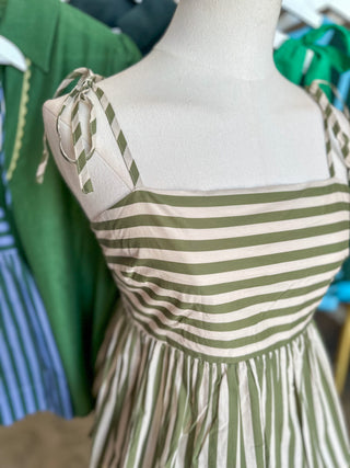 Olive & Cream Striped Sweet Little Tank Top