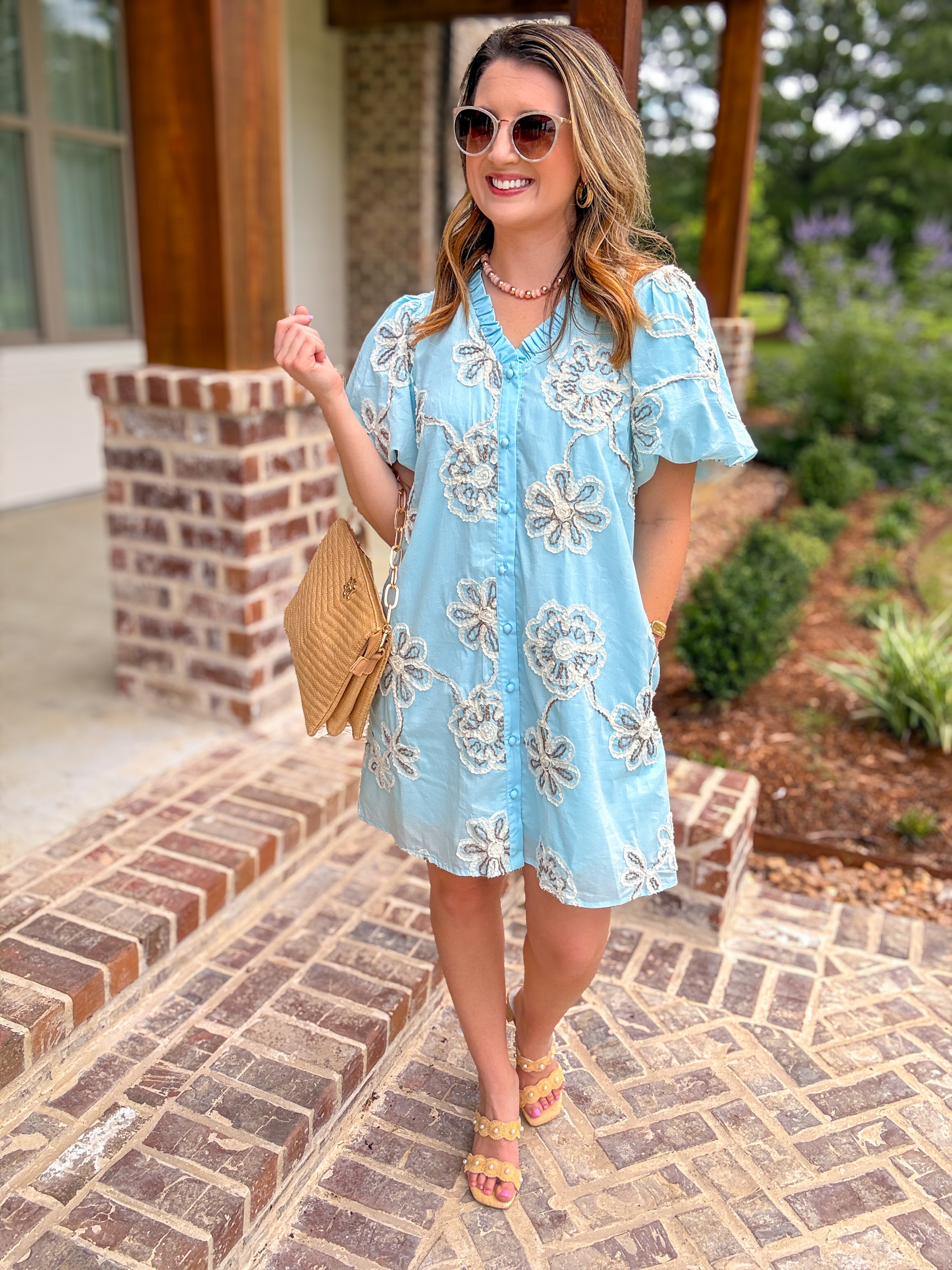 Blue Petal Stitch Puff Sleeve Mini Dress Everyday EDEN Boutique & Gifts Blue Petal Stitch Puff Sleeve Mini Dress Everyday EDEN Boutique & Gifts