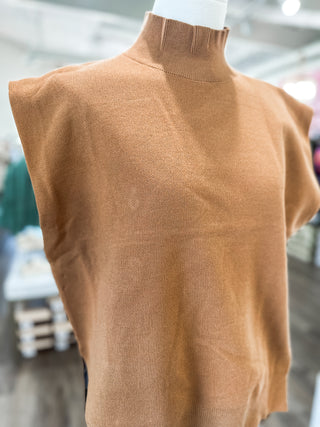 Camel Fall Forward Sleeveless Sweater